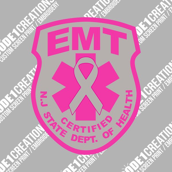 NJ EMT - Breast Cancer Sticker